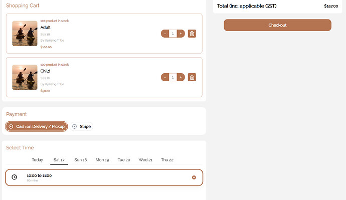 booking cart miltiple variants