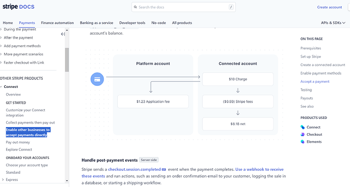 Stripe enable biz to accept direct payments