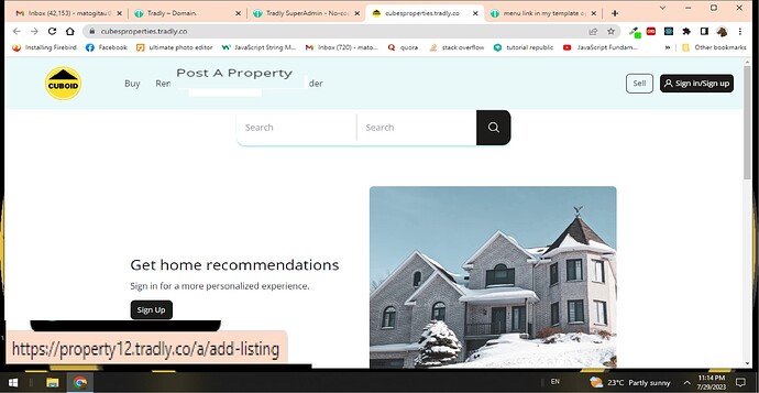 post a property opening in another url